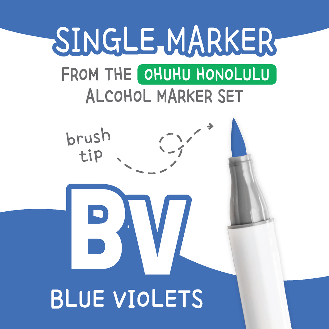 Ohuhu Honolulu Blue Violets BV Alcohol Marker with Brush Tip Single Replacement for Coloring and Illustrations