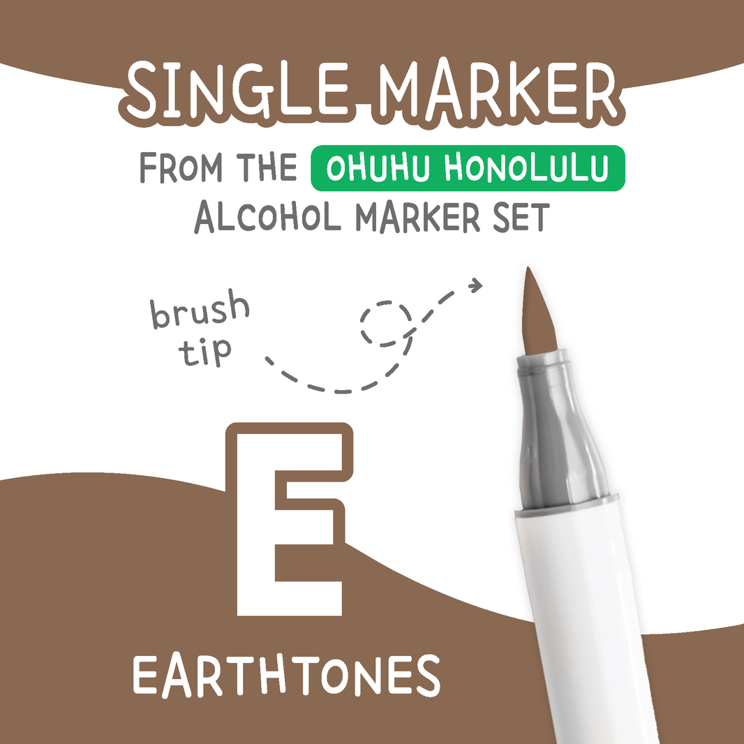 Ohuhu Honolulu Earthtones E Alcohol Marker with Brush Tip Single Replacement for Coloring and Illustrations
