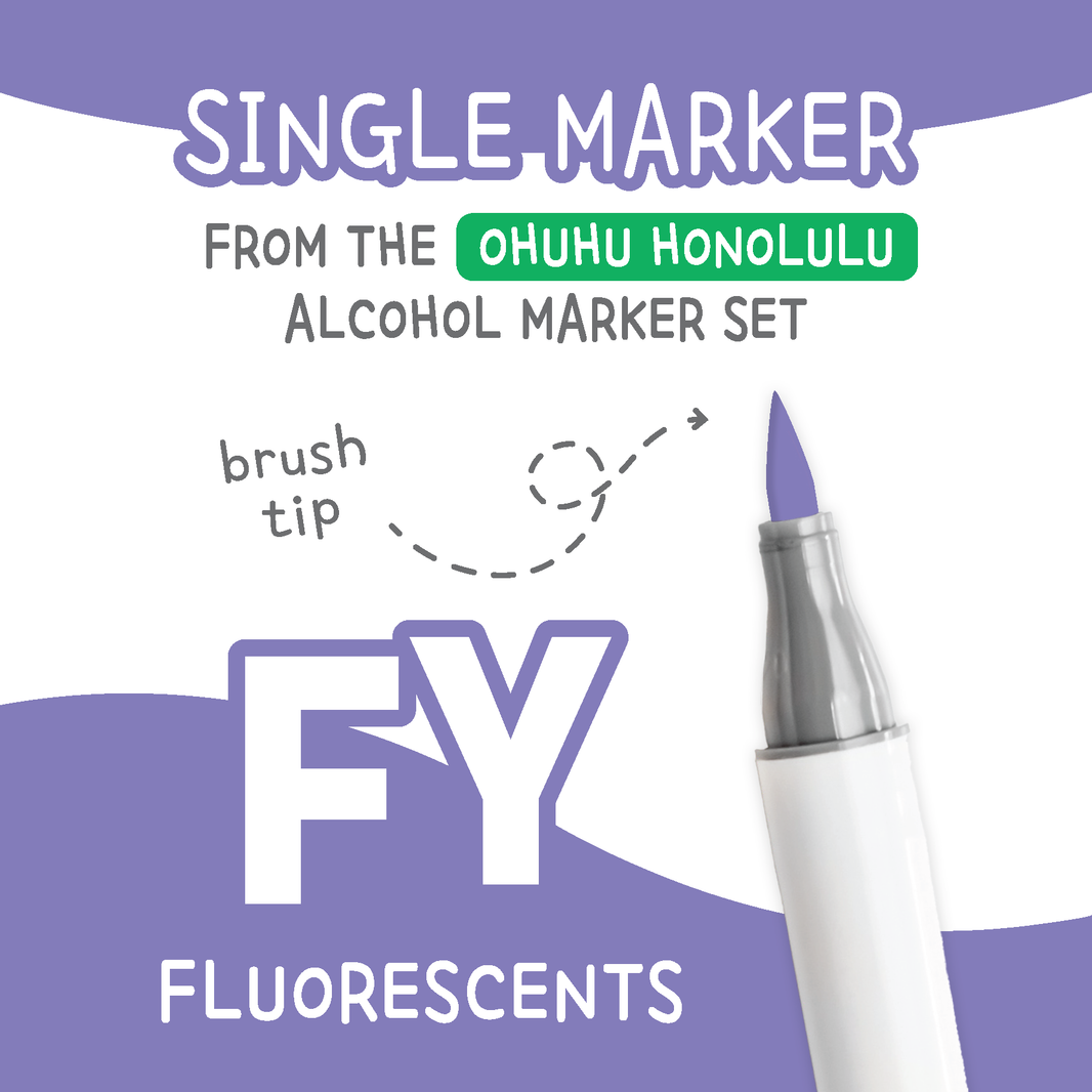 Ohuhu Honolulu Fluorescents FY Alcohol Marker with Brush Tip Single Replacement for Coloring and Illustrations