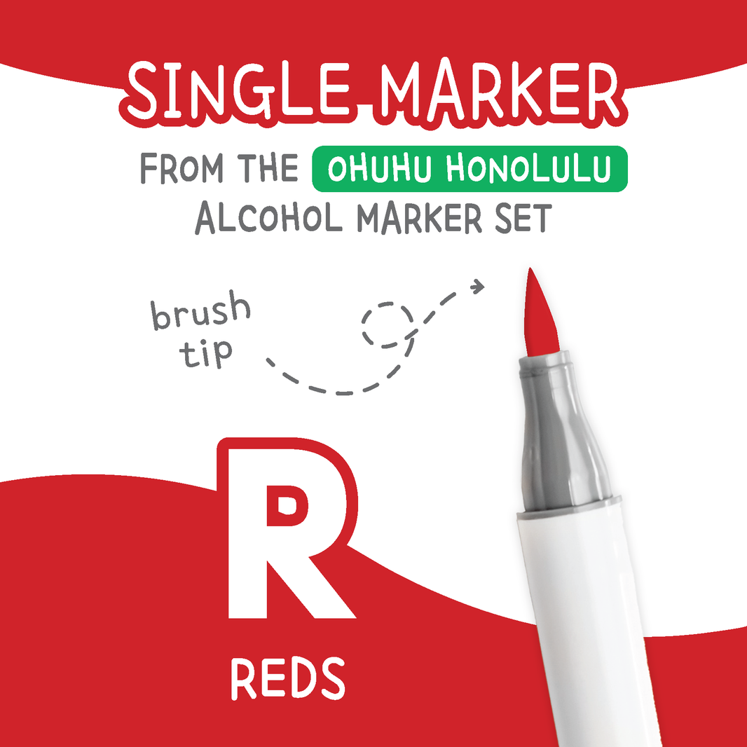 Ohuhu Honolulu Reds R Alcohol Marker with Brush Tip Single Replacement for Coloring and Illustrations