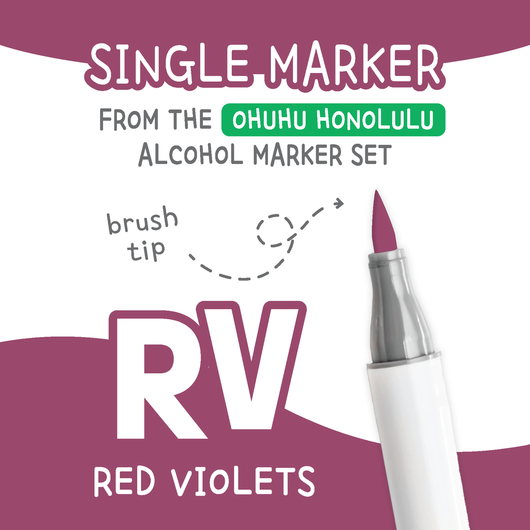 Ohuhu Honolulu Red Violets RV Alcohol Marker with Brush Tip Single Replacement for Coloring and Illustrations