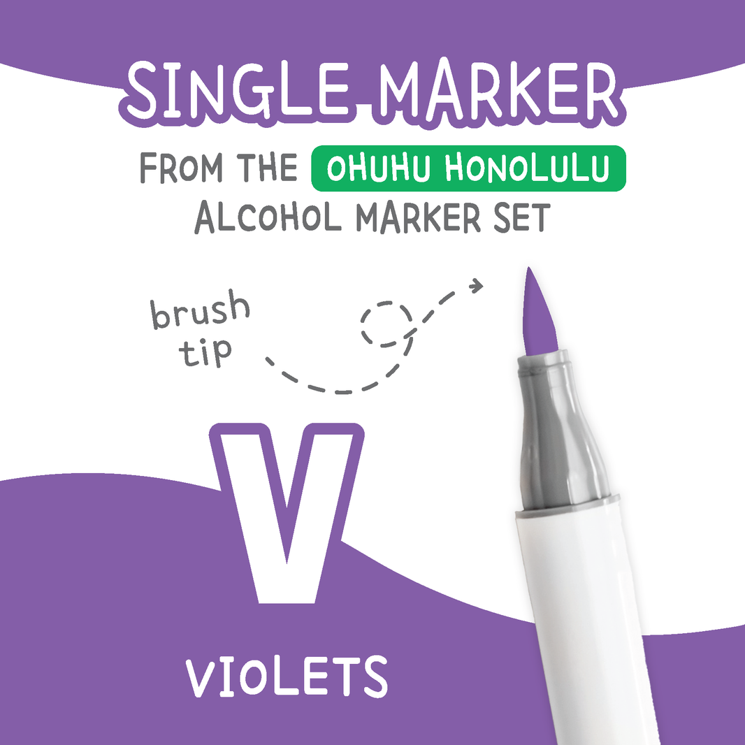Ohuhu Honolulu Violets V Alcohol Marker with Brush Tip Single Replacement for Coloring and Illustrations