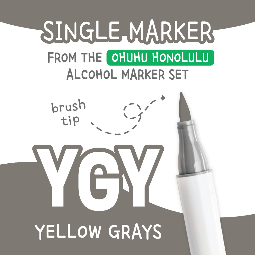 Ohuhu Honolulu Yellow Greys YGY Alcohol Marker with Brush Tip Single Replacement for Coloring and Illustrations