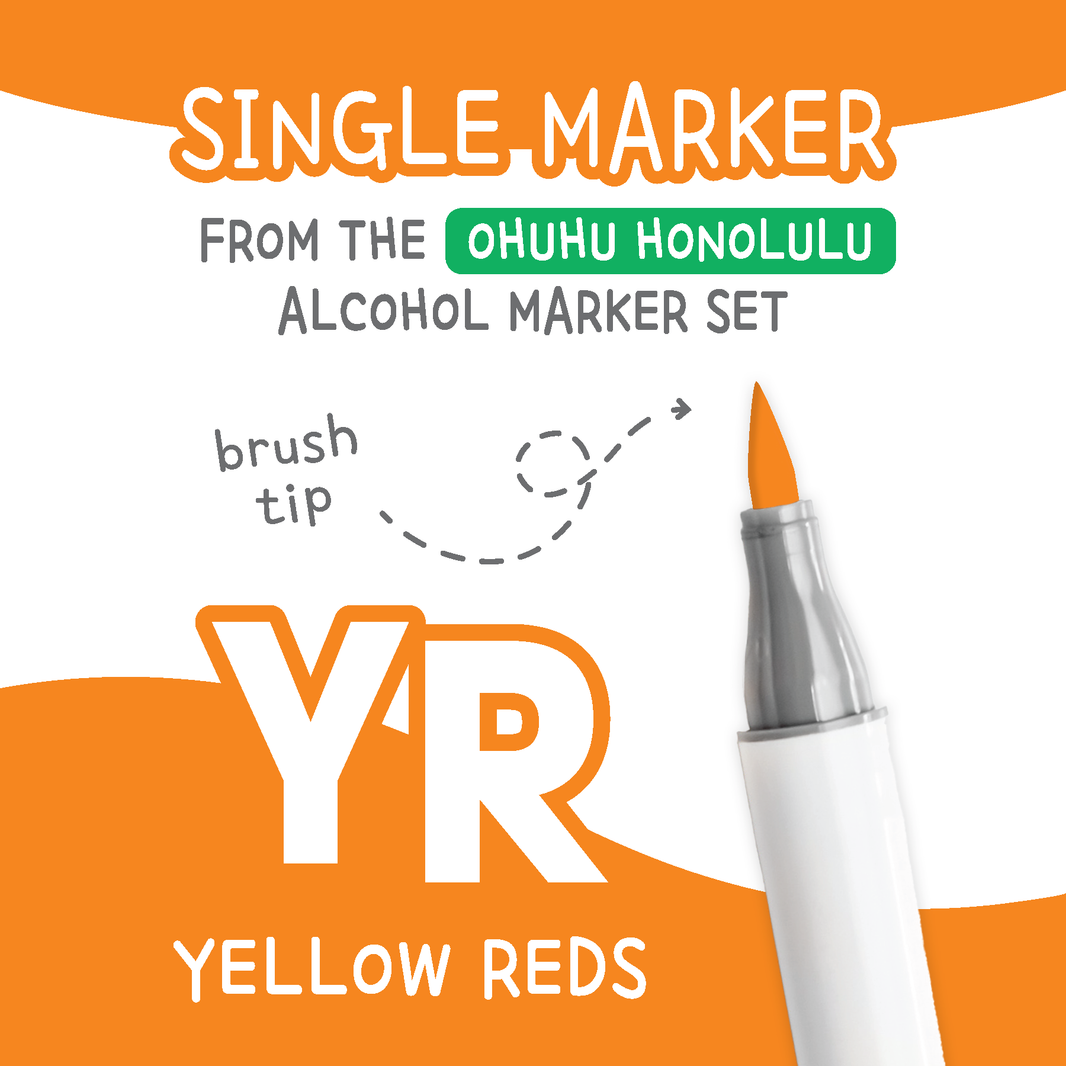 Ohuhu Honolulu Yellow Reds YR Alcohol Marker with Brush Tip Single Replacement for Coloring and Illustrations