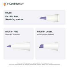 Bianyo brush, fine, and chisel tip illustrations colored to B380 Capri Blue, showing the Brush + Fine and Brush + Chisel options.