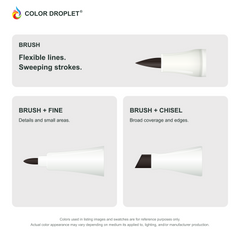 Bianyo brush, fine, and chisel tip illustrations colored to 120 Black, showing the Brush + Fine and Brush + Chisel options.