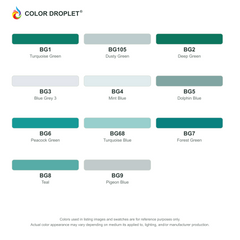 Digital Bianyo Blue Greens (BG) color guide; codes and names. Markers sold individually.