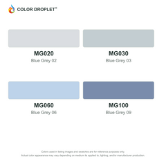 Digital Bianyo Mineral Grays (MG) color guide; codes and names. Markers sold individually.