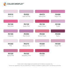 Digital Bianyo Red Violets (RV) color guide; codes and names. Markers sold individually.
