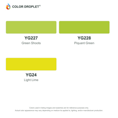 Digital Bianyo Yellow Greens (YG) color guide; codes and names. Markers sold individually.