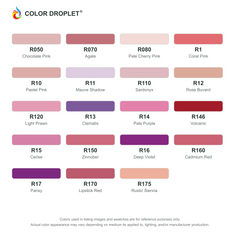 Digital Bianyo Reds (R) color guide, page 1 of 3; codes and names. Markers sold individually.