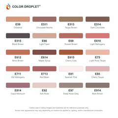 Digital Ohuhu Honolulu Earthtones (E) color guide, page 2 of 2; codes and names. Markers sold individually.