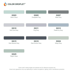Digital Ohuhu Honolulu Green Greys (GG) color guide; codes and names. Markers sold individually.
