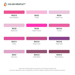 Digital Ohuhu Honolulu Red Violets (RV) color guide, page 2 of 2; codes and names. Markers sold individually.