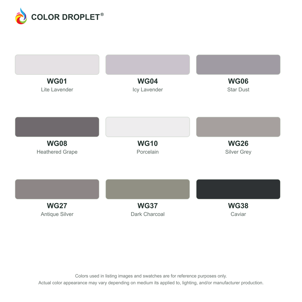 Digital Ohuhu Honolulu Warm Greys (WG) color guide; codes and names. Markers sold individually.