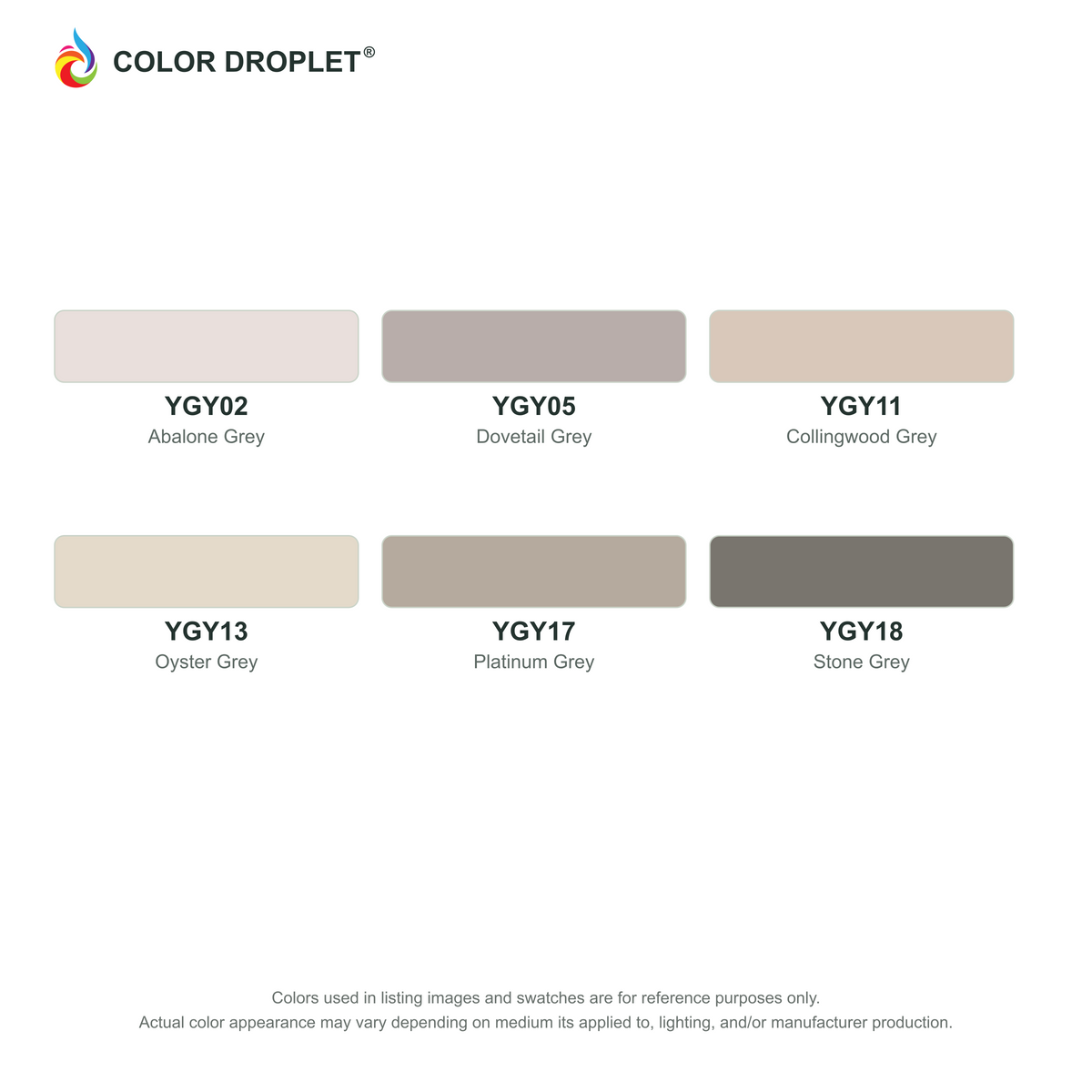 Digital Ohuhu Honolulu Yellow Greys (YGY) color guide; codes and names. Markers sold individually.