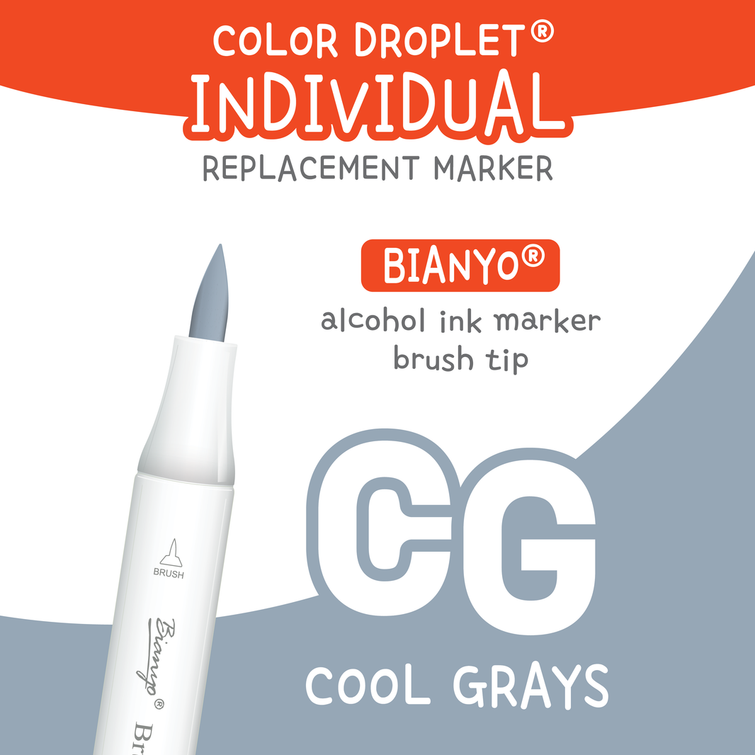 Bianyo Cool Grays (CG) individual alcohol marker color family