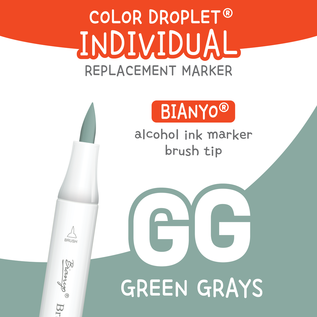 Bianyo Green Grays (GG) individual alcohol marker color family