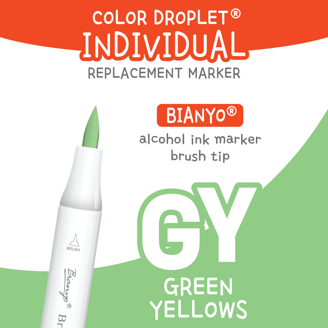Bianyo Green Yellows (GY) individual alcohol marker color family