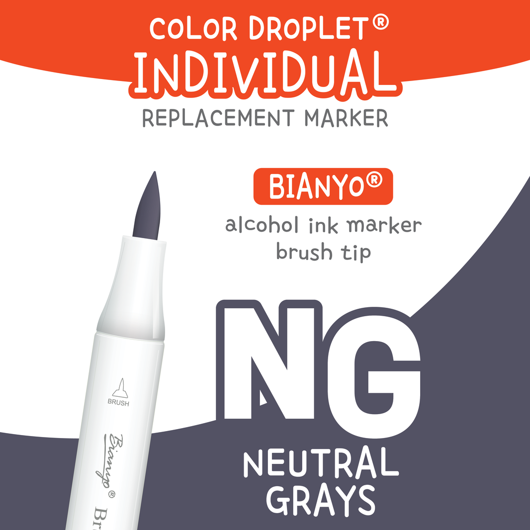 Bianyo Neutral Grays (NG) individual alcohol marker color family