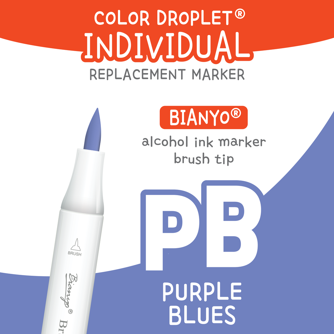Bianyo Purple Blues (PB) individual alcohol marker color family