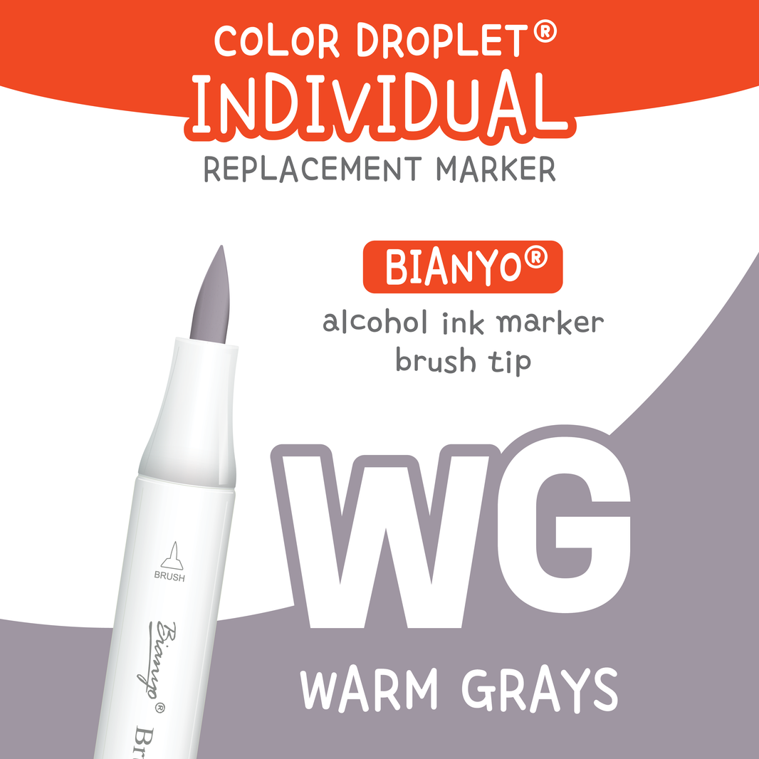 Bianyo Warm Grays (WG) individual alcohol marker color family