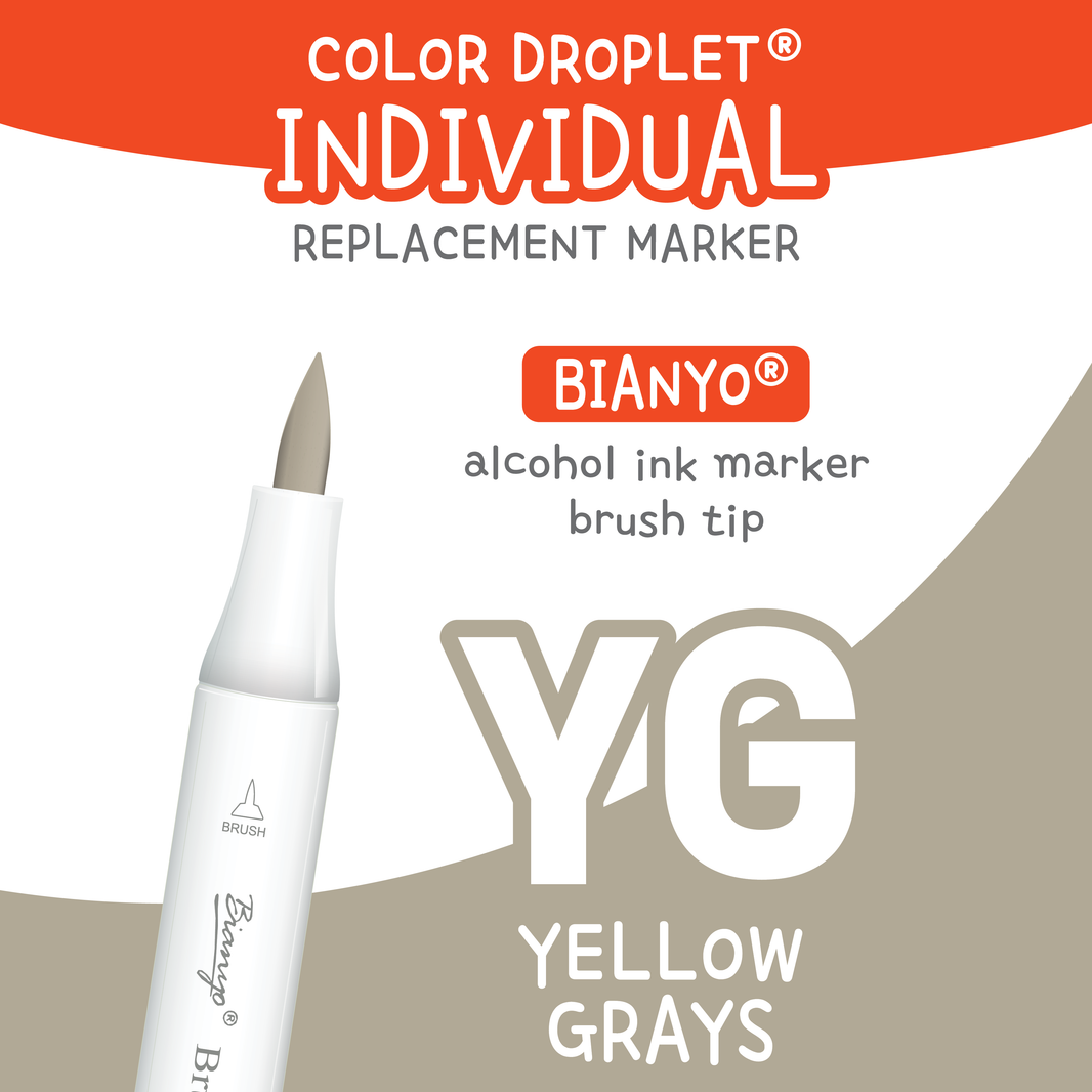 Bianyo Yellow Grays (YG) individual alcohol marker color family