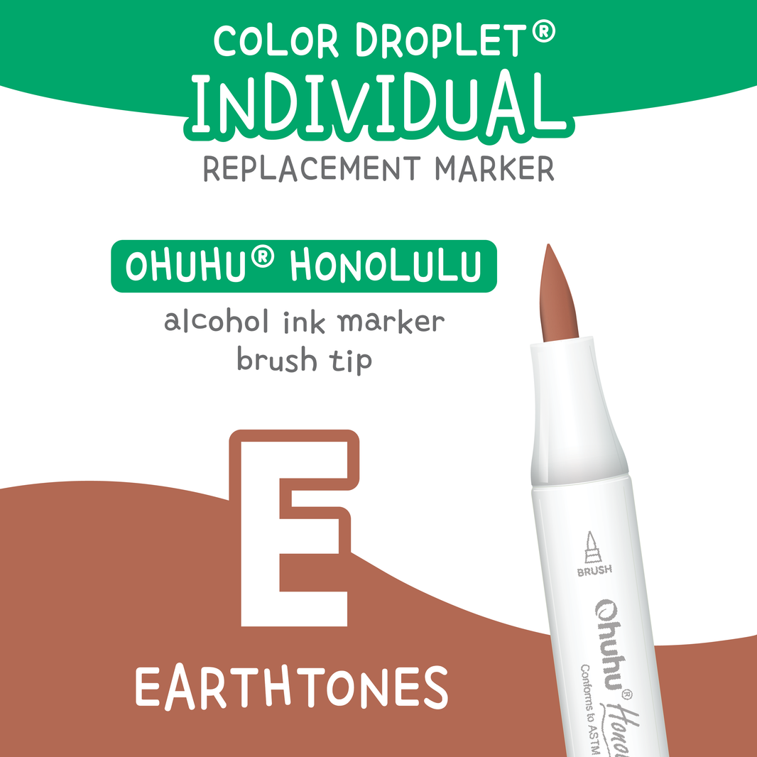 Ohuhu Honolulu Earthtones (E) individual alcohol marker color family