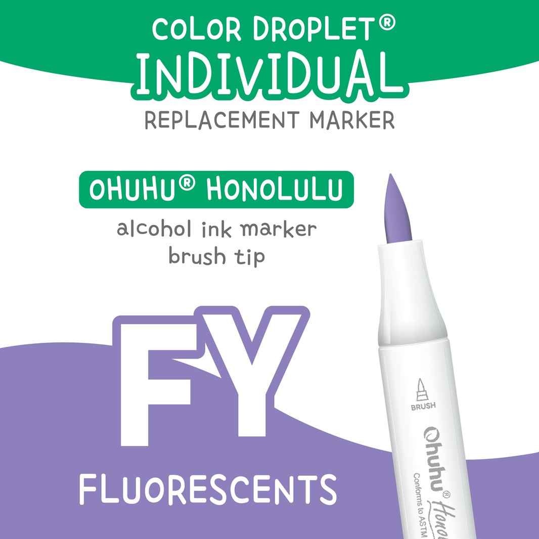 Ohuhu Honolulu Fluorescents (FY) individual alcohol marker color family