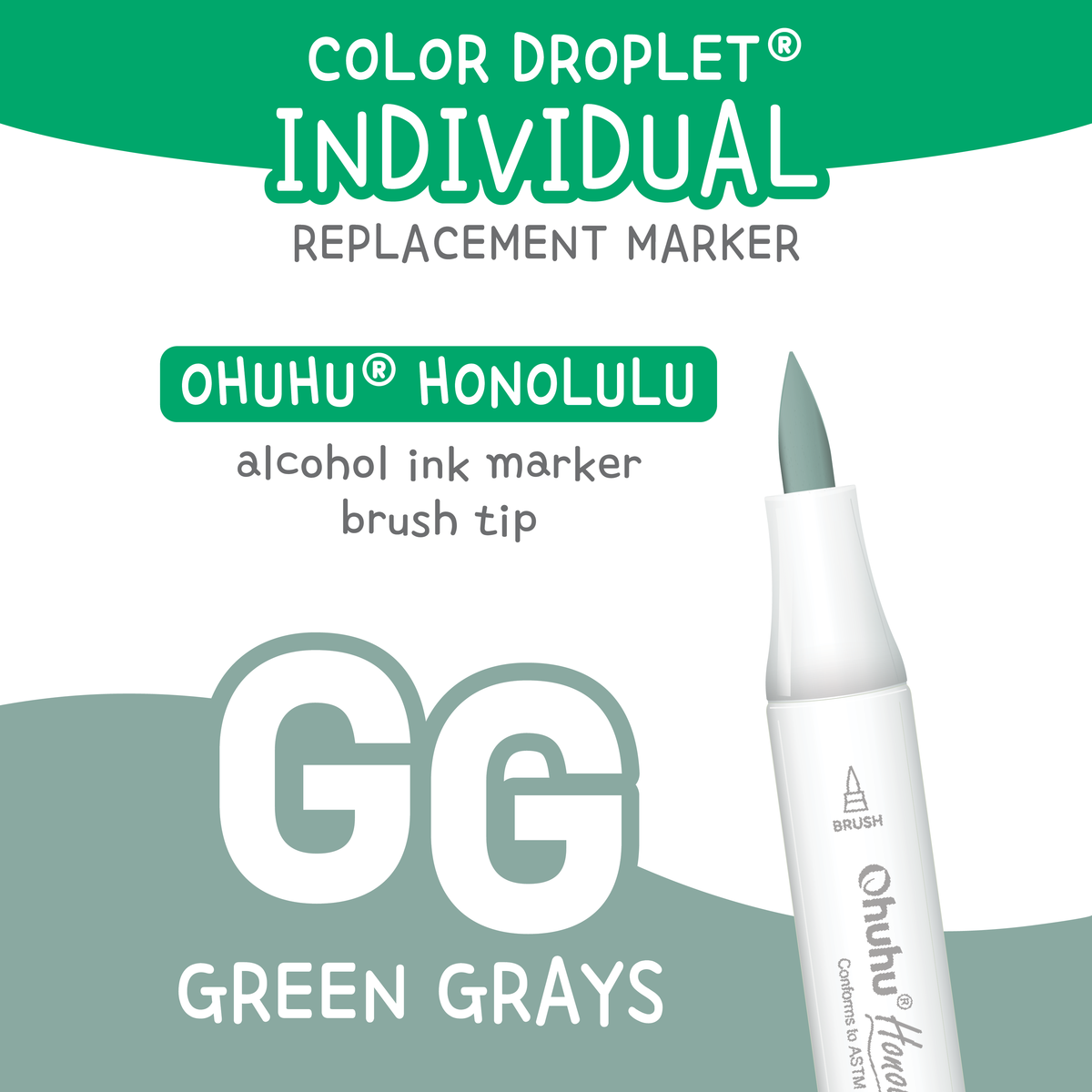 Ohuhu Honolulu Green Greys (GG) — Individual Replacement Markers