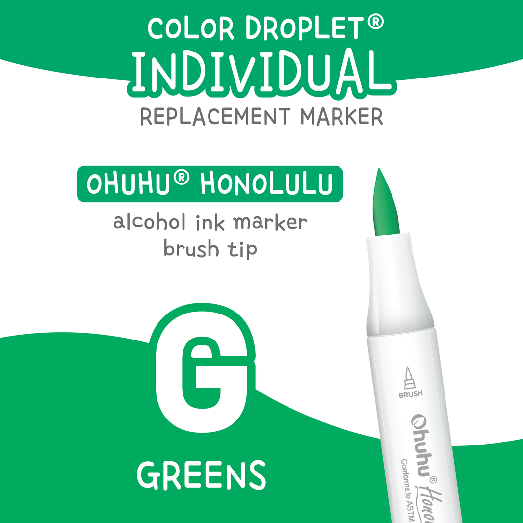 Ohuhu Honolulu Greens (G) individual alcohol marker color family