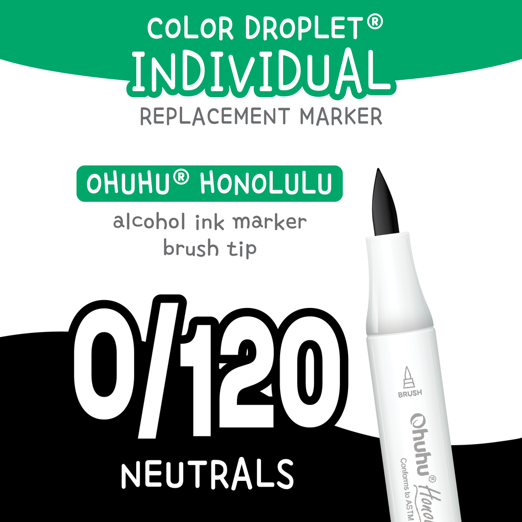 Ohuhu Honolulu Neutrals (0/120) individual alcohol marker color family