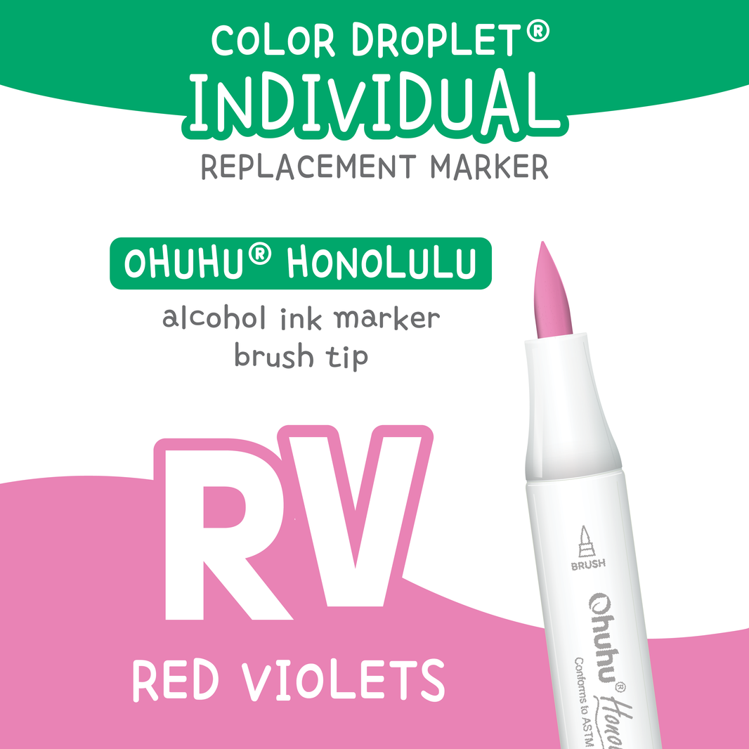 Ohuhu Honolulu Red Violets (RV) individual alcohol marker color family