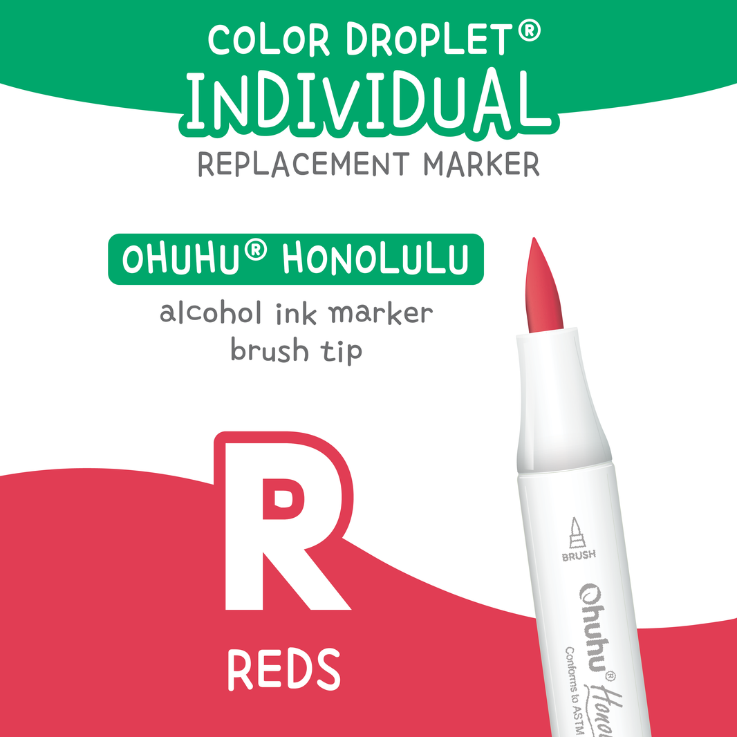 Ohuhu Honolulu Reds (R) individual alcohol marker color family