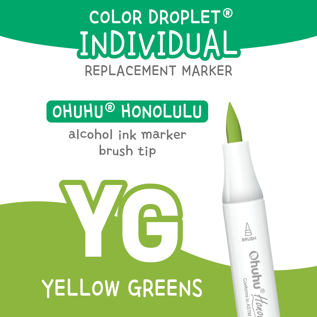Ohuhu Honolulu Yellow Greens (YG) individual alcohol marker color family
