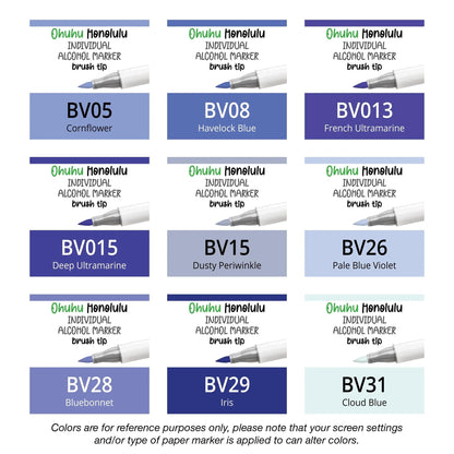 Ohuhu Honolulu Blue Violets (BV) single replacement alcohol marker with dual brush tips