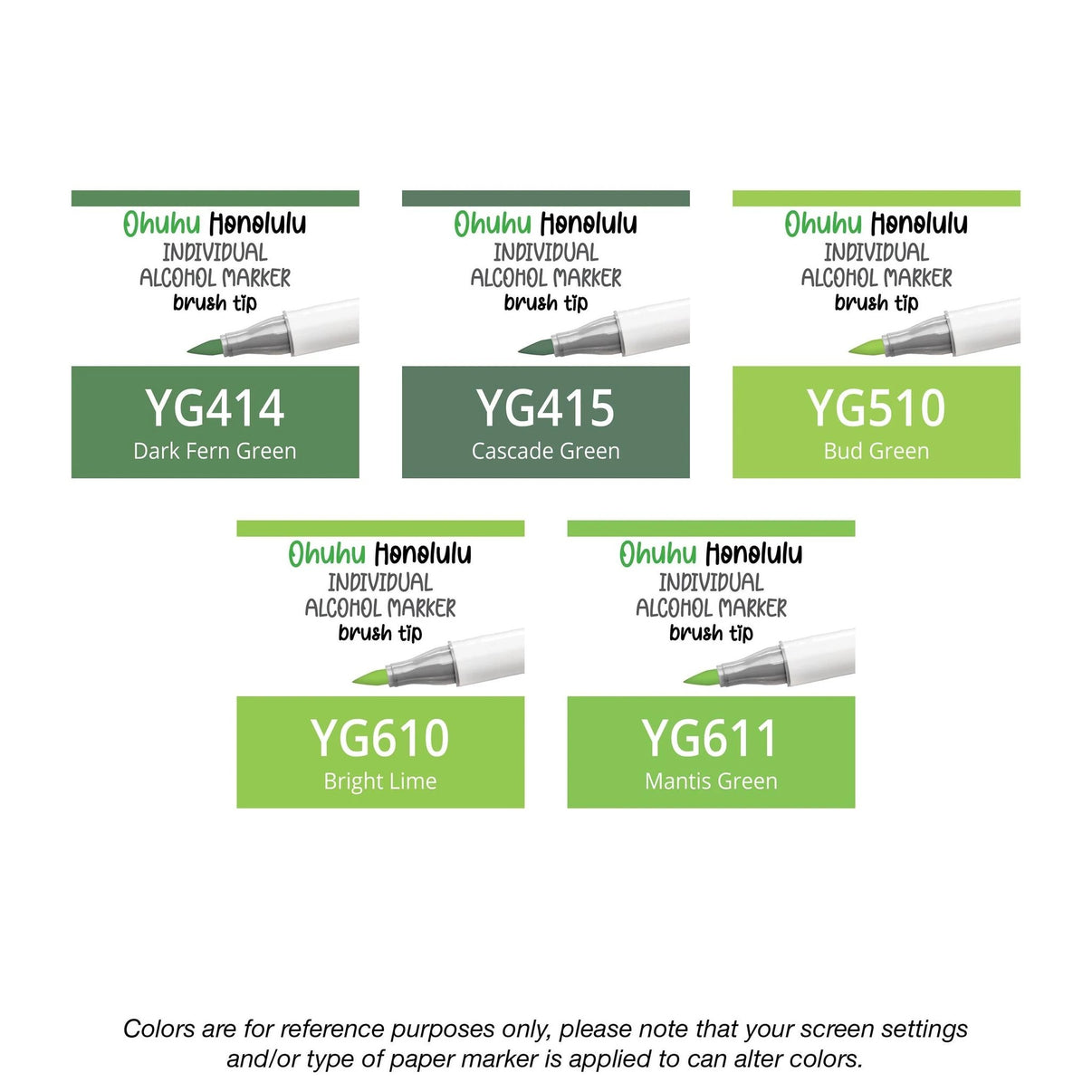 Ohuhu Honolulu Yellow Greens (YG) single replacement marker for coloring and illustration