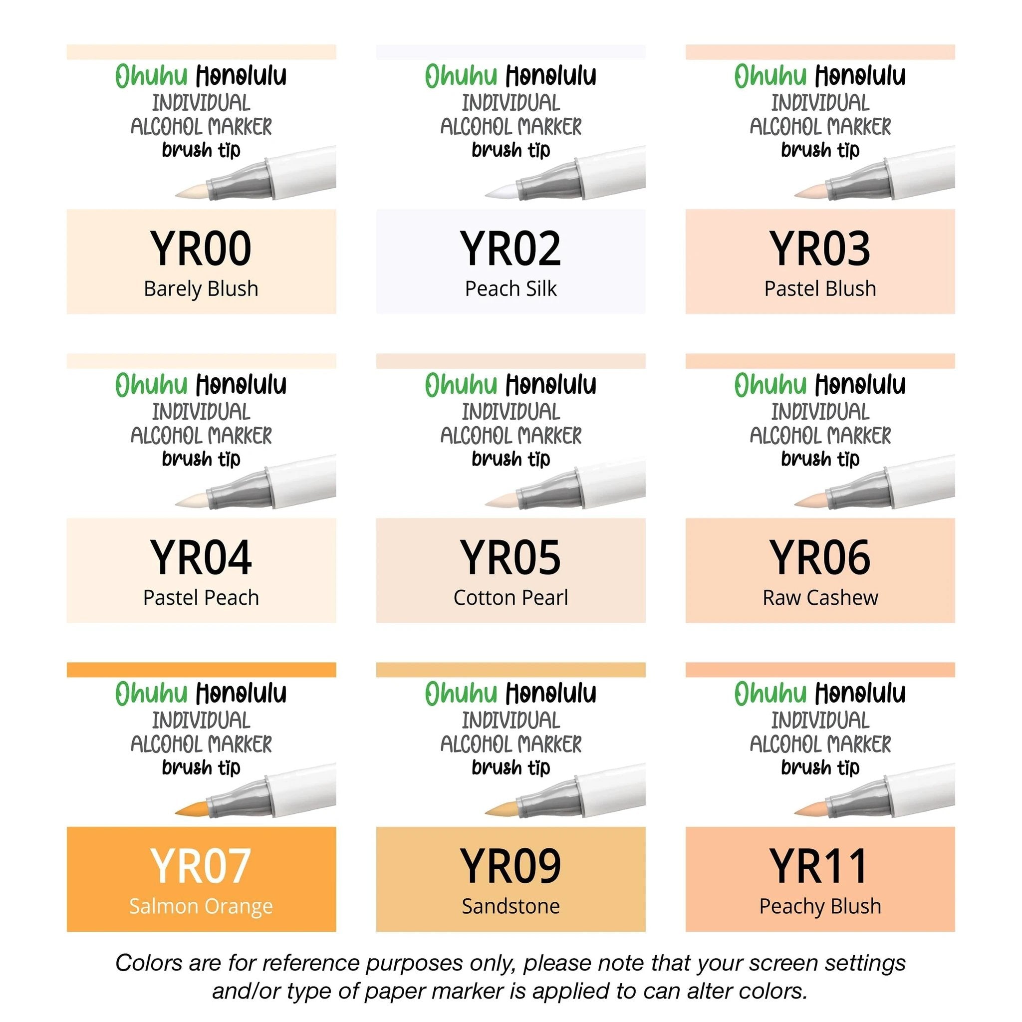 Ohuhu Honolulu Yellow Reds (YR) single replacement alcohol marker with dual brush tips