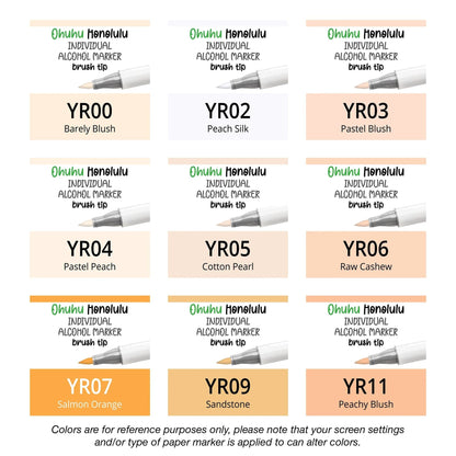 Ohuhu Honolulu Yellow Reds (YR) single replacement alcohol marker with dual brush tips