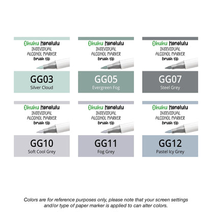 Ohuhu Honolulu Green Greys (GG) single replacement alcohol marker with dual brush tips