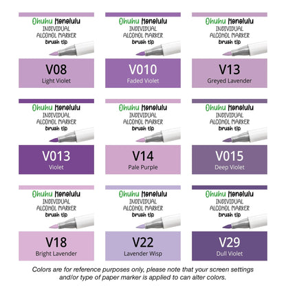Ohuhu Honolulu Violets (V) single replacement alcohol marker with dual brush tips