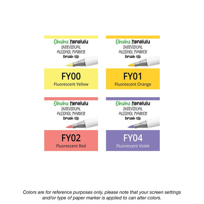 Ohuhu Honolulu Fluorescents (FY) single replacement alcohol marker with dual brush tips