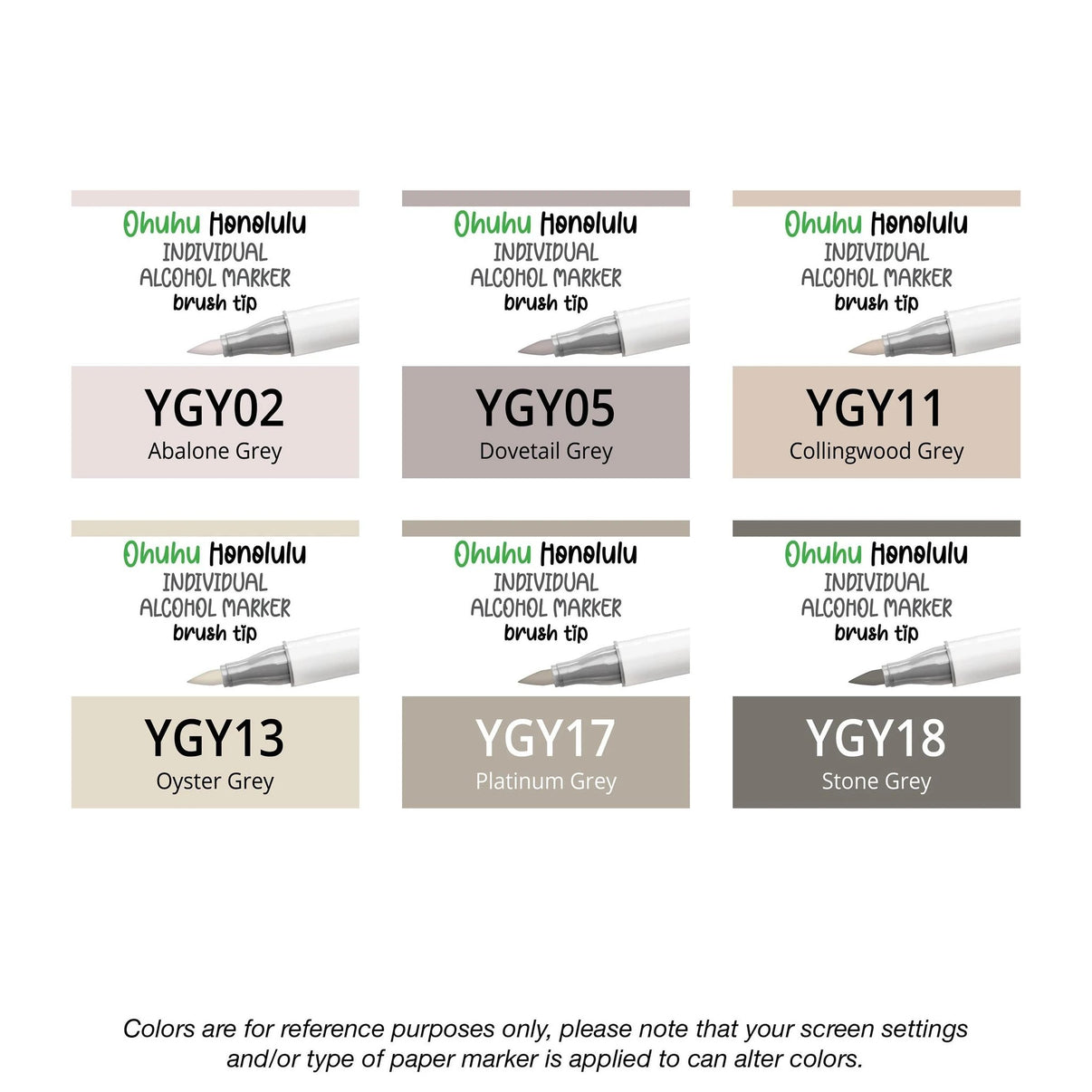 Ohuhu Honolulu Yellow Greys (YGY) single replacement alcohol marker with dual brush tips