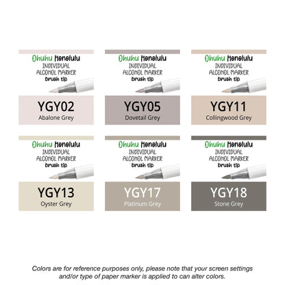 Ohuhu Honolulu Yellow Greys (YGY) single replacement alcohol marker with dual brush tips
