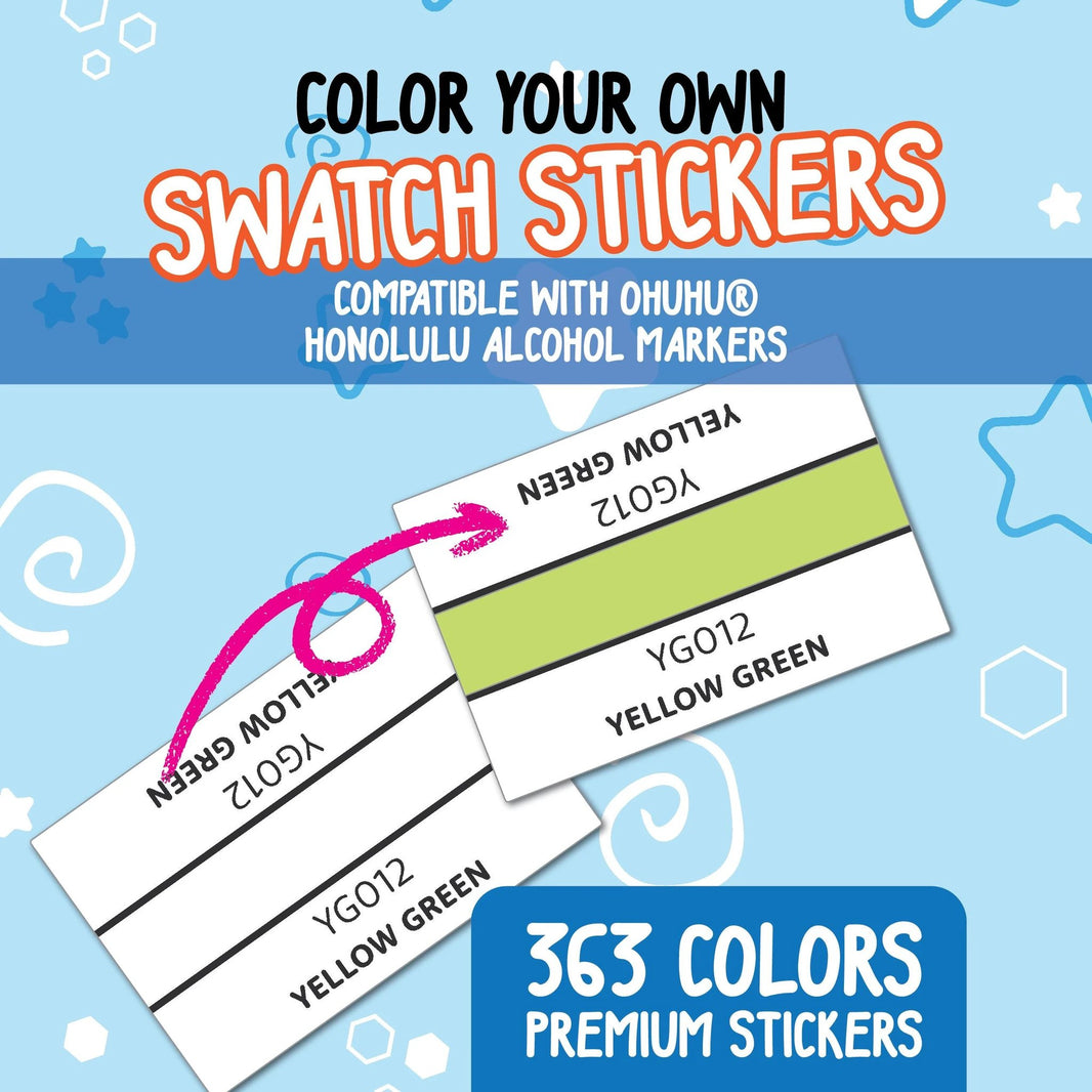 Swatch Stickers | Compatible with Ohuhu Honolulu Alcohol Markers 363 Color Set by Etsy
