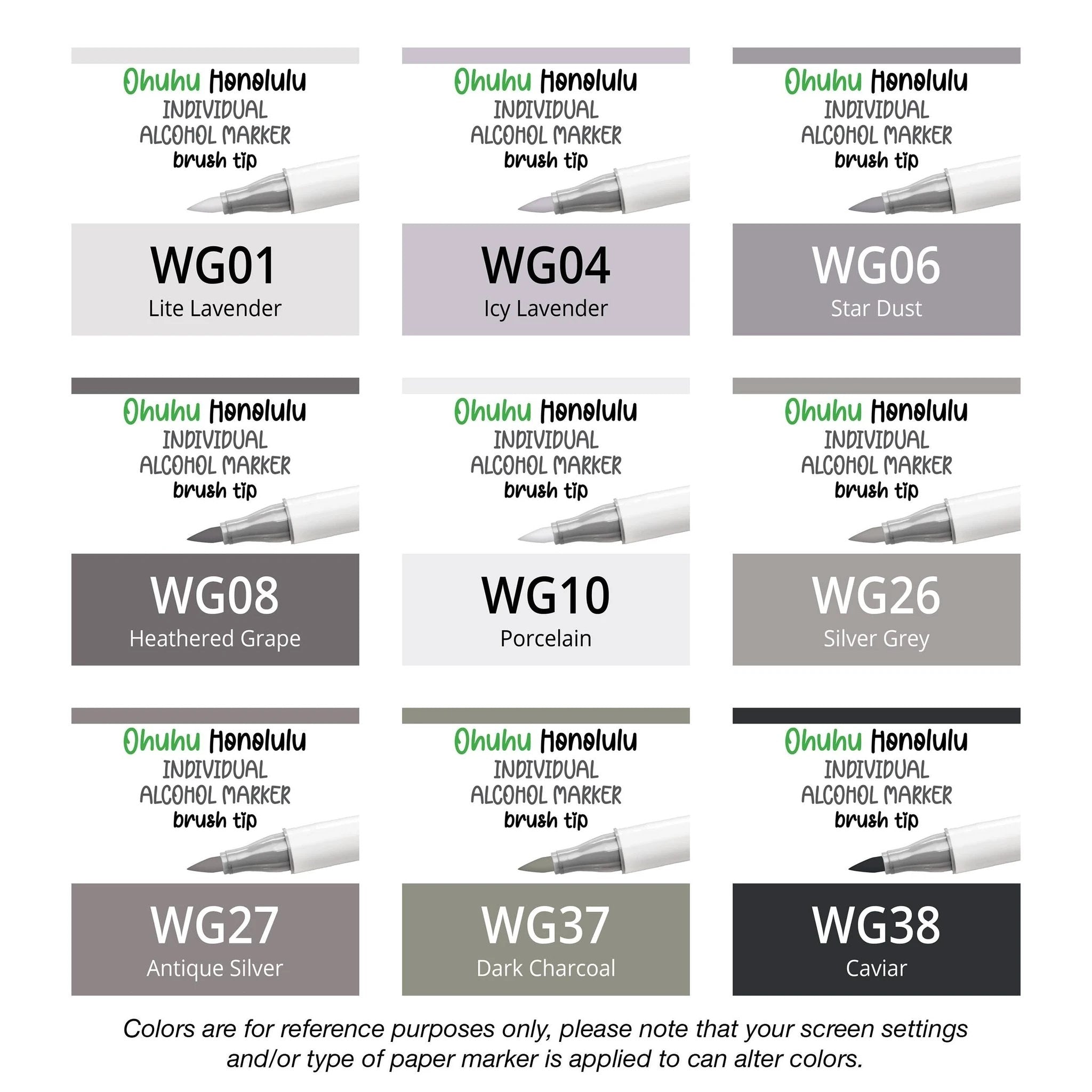 Ohuhu Honolulu Warm Greys (WG) single replacement alcohol marker with dual brush tips