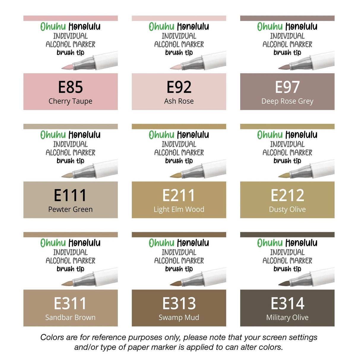 Ohuhu Honolulu Earthtones (E) single replacement marker for coloring and illustration