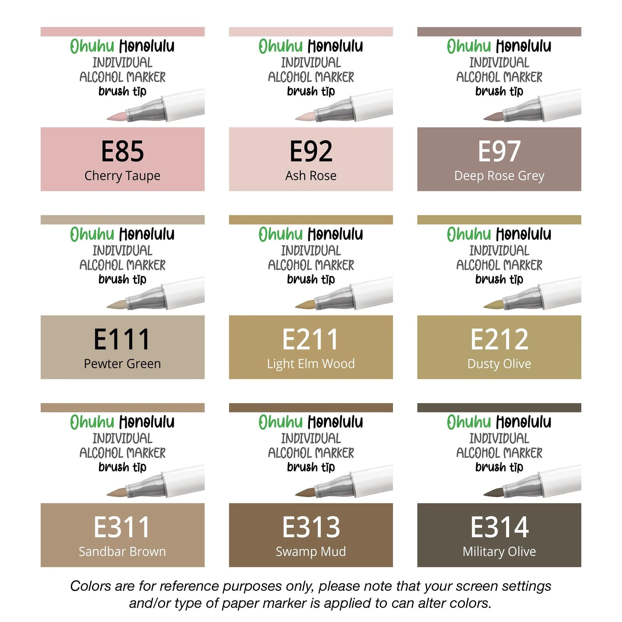 Ohuhu Honolulu Earthtones (E) single replacement marker for coloring and illustration
