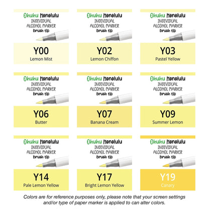 Ohuhu Honolulu Yellows (Y) single replacement alcohol marker with dual brush tips