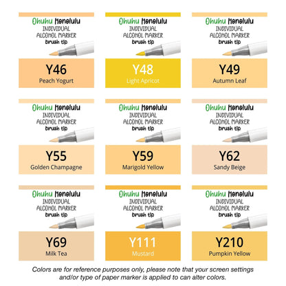 Ohuhu Honolulu Yellows (Y) single replacement marker for coloring and illustration